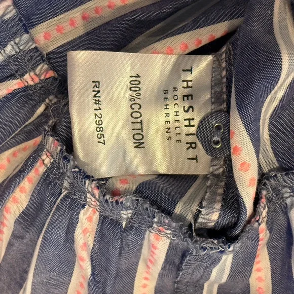 The Shirt by Rochelle Behrens Blue and Pink Striped Ruffle Tiered Mini Dress - Picture 5 of 10